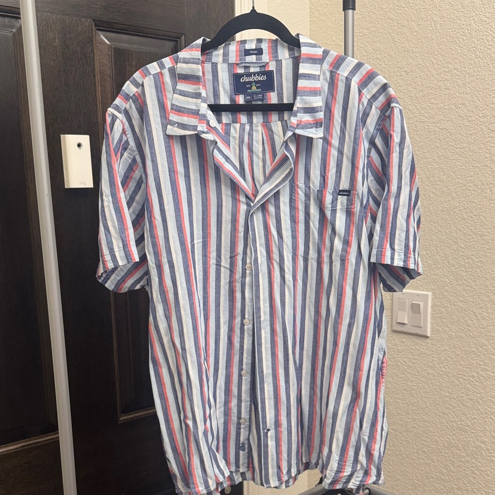 Chubbies Resort Weave Friday Men's Casual Striped Shirt - Blue, Red, White